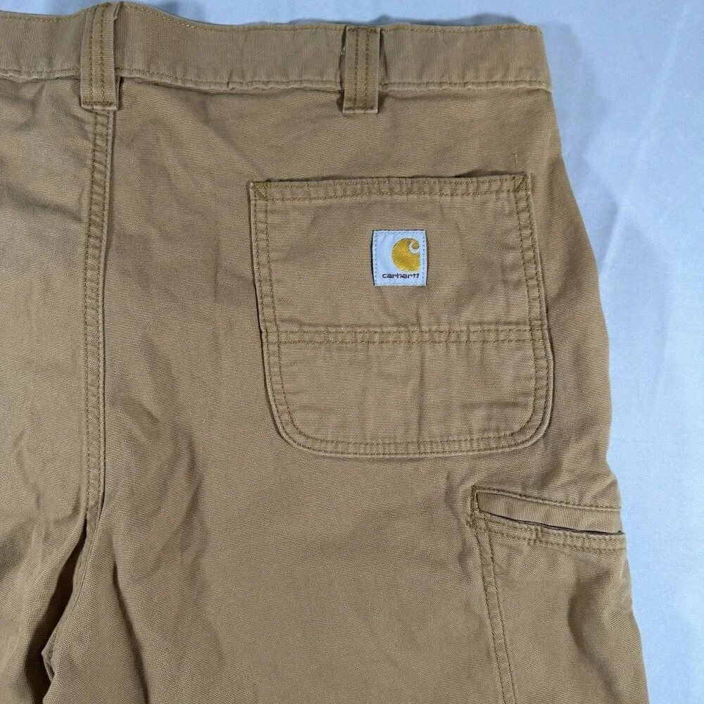 Men's 40 Carhartt Shorts Tan  Rugged Flex Relaxed Fit Canvas Work Model#Bs2514-M